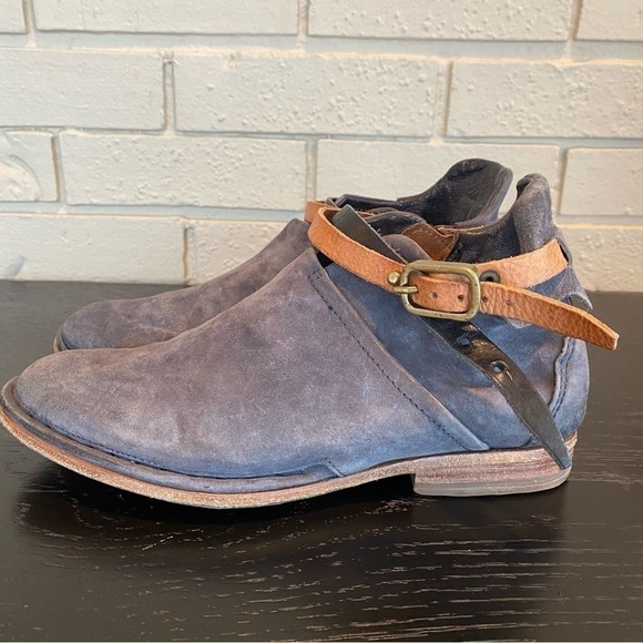 Free People AS 98 Felix Flat Gray Leather Ankle Boot Size 37 Boho - Picture 2 of 8